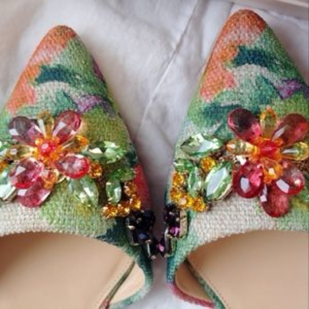 Ivanka Trump Multicolor Floral Embellished Flats